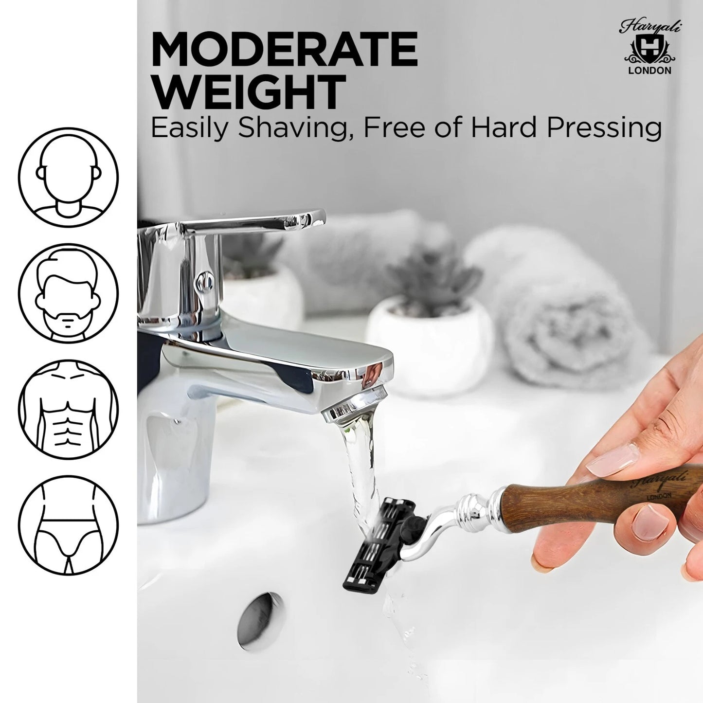 Haryali's 3 Edge Shaving Razor, Wooden Handle