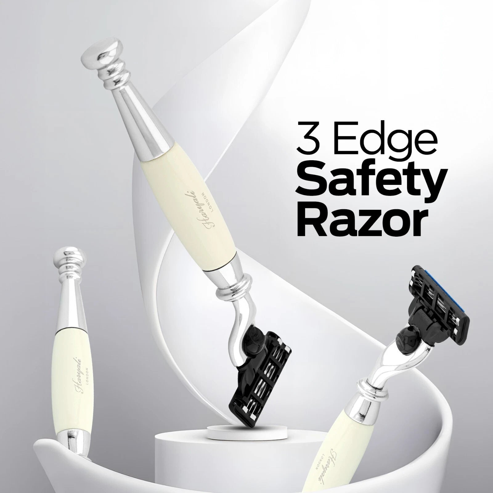 Tandoori 3 Blade Razor Ivory Half Nex Grip - HARYALI LONDON