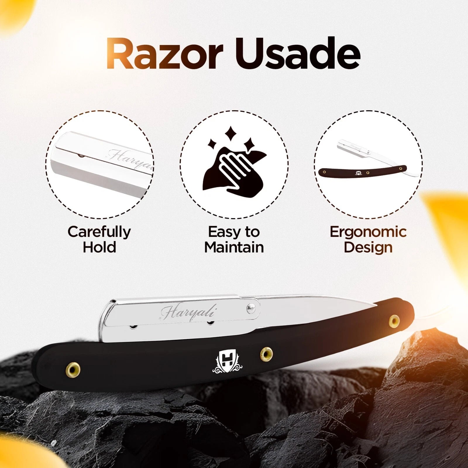 Plastic Cut Throat Razor with Replaceable Blades in Black - HARYALI LONDON