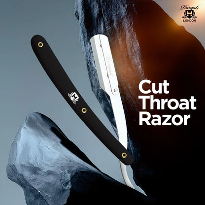 Plastic Cut Throat Razor with Replaceable Blades in Black - HARYALI LONDON