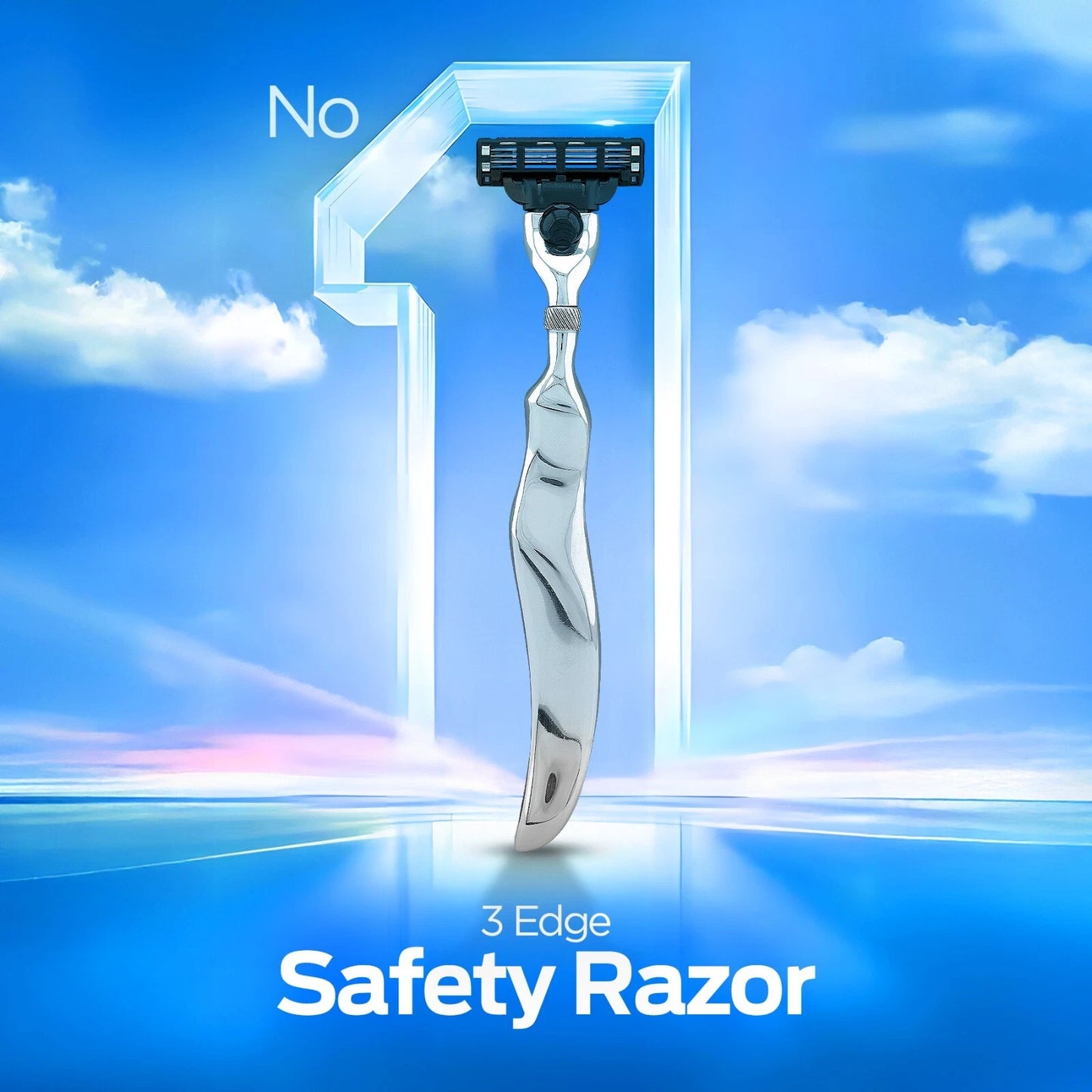 Stainless Steel 3 Blade Razor with Long Wavy Handle - HARYALI LONDON