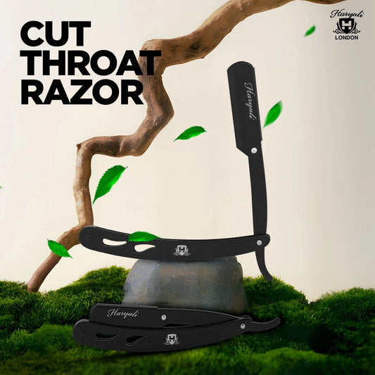Black Stainless Steel Cut Throat Replaceable Razor Blades - HARYALI LONDON