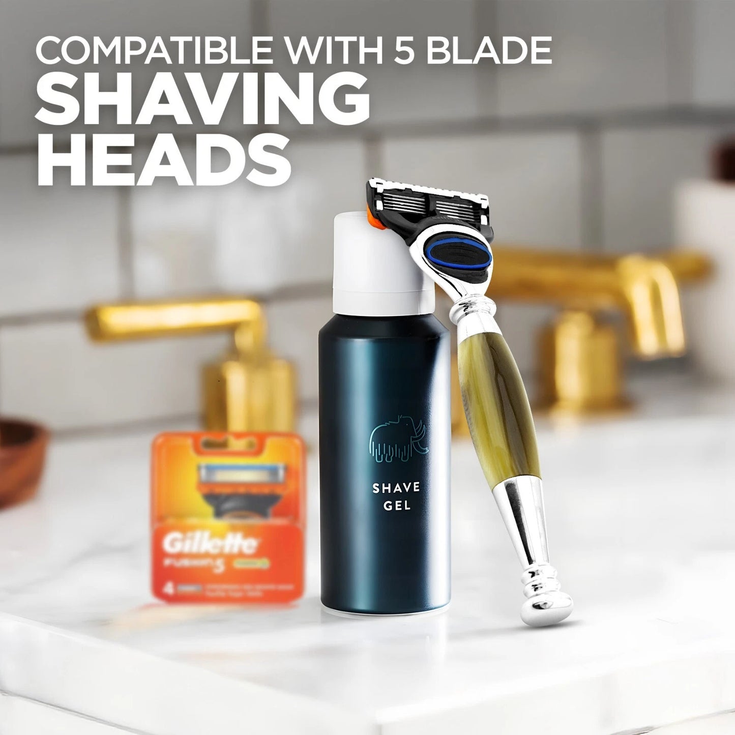 Tandoori 5 Blade Razor Half Tortoise Horn Imitation - HARYALI LONDON