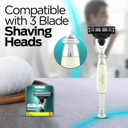 Tandoori 3 Blade Razor Ivory Half Nex Grip - HARYALI LONDON