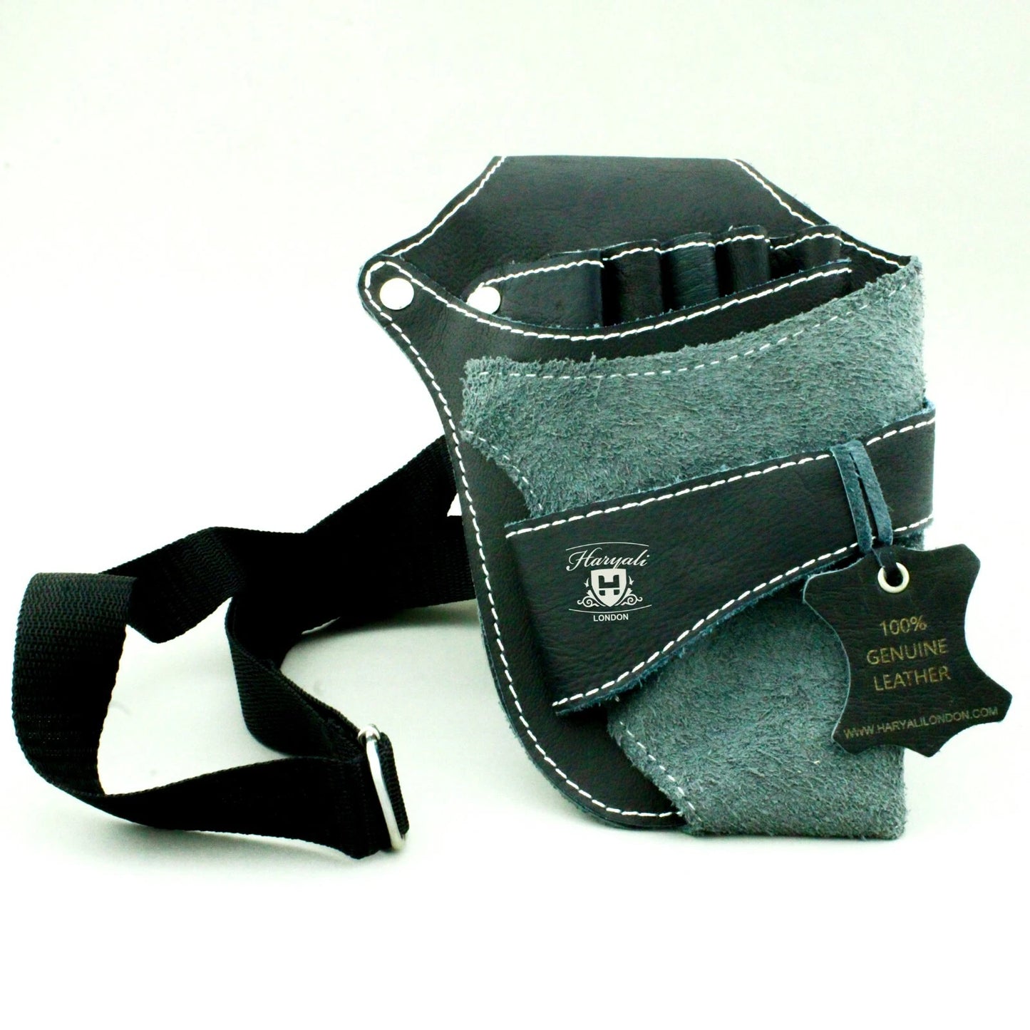 Leather Scissor Holster Pouch Green for Barbers & Hairdressers