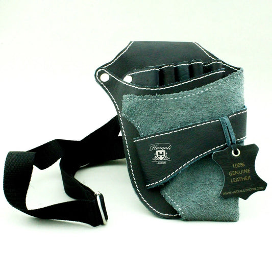 Leather Scissor Holster Pouch Green for Barbers & Hairdressers