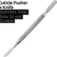 Stainless Steel Made Cuticle Knife & Pusher for Finger Nails Unisex - HARYALI LONDON