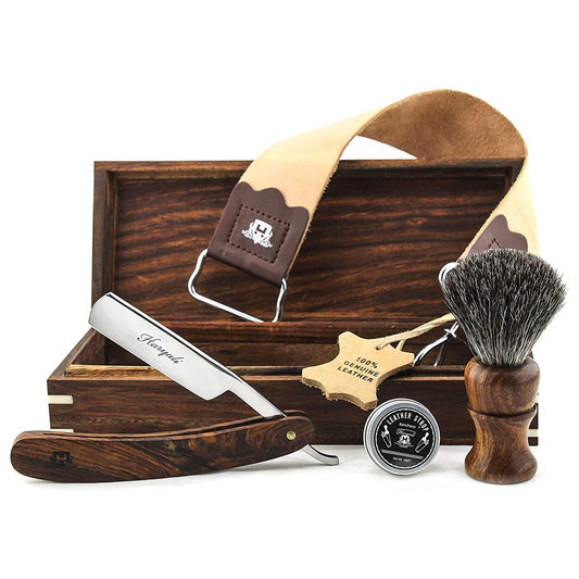 Haryali's Straight Edge Razor Kit - Wood Handle 