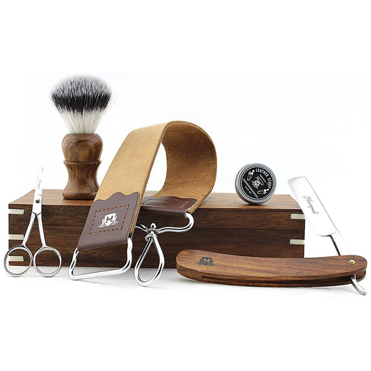 Haryali's Wooden Straight Edge Razor Kit 
