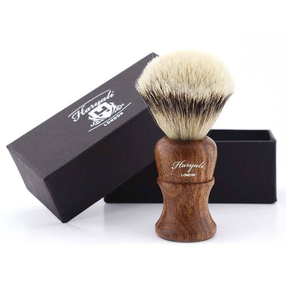 Haryali's Wooden Silver Tip Badger Hair Shaving Set - HARYALI LONDON
